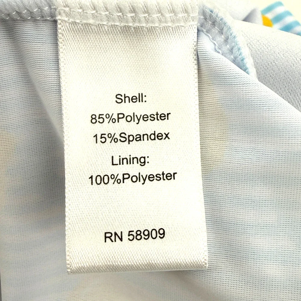 Fresh Lemon Stripe Ruffle Long Sleeve Rashguard Swim Suit Baby Girl Sz 12 Mos